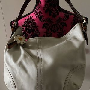 Coach white leather handbag